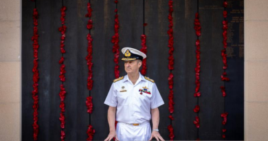 Chief of the Defence Force Admiral David Johnston delivers the 2025 Anzac Day message at the Australian War Memorial, Canberra. Photo by Rodney Braithwaite.