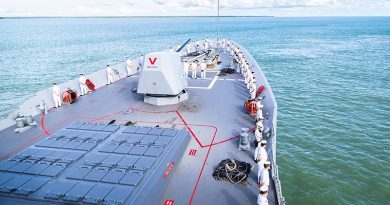 HMAS Sydney departs Darwin on Regional Presence Deployment 25-2. Photo by Leading Seaman David Cox.