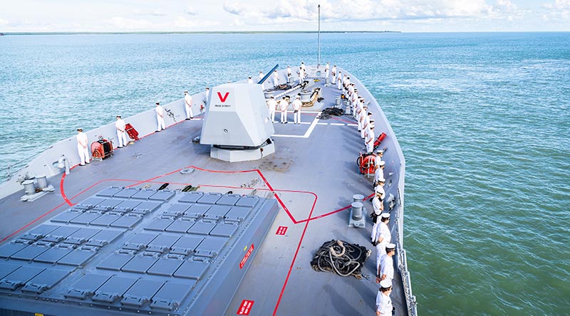 HMAS Sydney departs Darwin on Regional Presence Deployment 25-2. Photo by Leading Seaman David Cox.