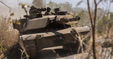 Australian Army soldiers from the 1st Armoured Regiment conduct manoeuvre training on an M1A1 Abrams Main Battle Tank in Puslatpur, Indonesia during Exercise Super Garuda Shield 2023. Photo by Corporal Dustin Anderson.