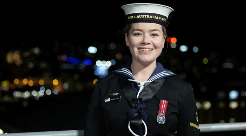 Leading Seaman Maggie James on board HMAS Choules in Hobart. Story by Lieutenant Matilda Nile. Photo by Able Seaman Connor Morrison.