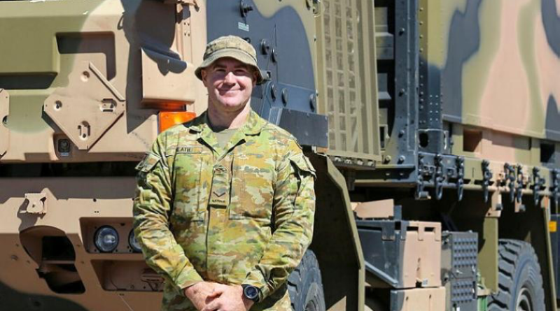 Lance Bombardier Jase Heath, of 111th Air Defence Battery, 16th Regiment, is at the forefront of operating the new NASAMS capability. Story by Major Tim Sydenham. Photo by Signaller Aaron Thant.