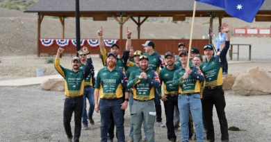Sergeant David Taylor proudly carries the national flag with the Australian team at the 2024 International Precision Rifle Federation Centerfire World Championships in Colorado, US. Story by Wing Commander Deanna Nott.