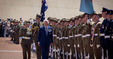 His Majesty King Charles III inspects Australia's Federation Guard at Parliament House in Canberra on 21 October 2024. Photo by Nicole Minkowski.