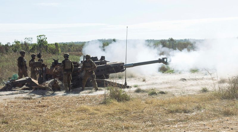 Army soldiers from the 8th/12th Regiment, Royal Australian Artillery, conduct a danger-close live-fire serial with M777 howitzers on Exercise Predators Walk at Mount Bundey Training Area in the NT. Story and photo by Captain Nicholas Marquis.