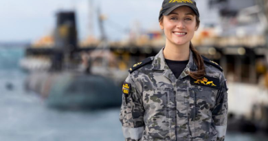 Leading Seaman Sara, of HMAS Dechaineux, receives the Conspicuous Service Medal in the King’s Birthday Honours. Story by Sergeant Matthew Bickerton. Photo by Able Seaman Connor Morrison.