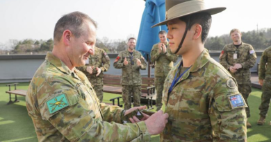 Australian Army soldier Corporal Hyun Kim is promoted by Commander 1st (Australian) Division, Major General Ash Collingburn during Exercise Freedom Shield at Camp Yongin, Republic of Korea. Story by Captain Cody Tsaousis. Photos by Sergeant Won Kyu Jeon (Republic of Korea).