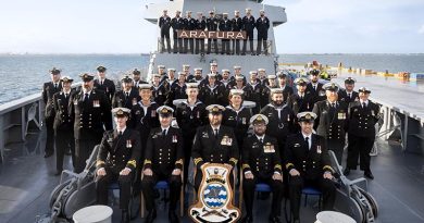 Commissioning crew of NUSHIP Arafura before the ship was formally commissioned as HMAS Arafura, at Fleet Base West in Western Australia. Photo by Able Seaman Connor Morrison.