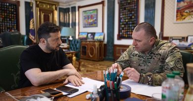 President Volodymyr Zelenskyy is briefed on the success of Operation Spider's Web by the Head of the Security Service of Ukraine General Vasyl Maliuk. Photo courtesy of President Zelenskyy's social media.
