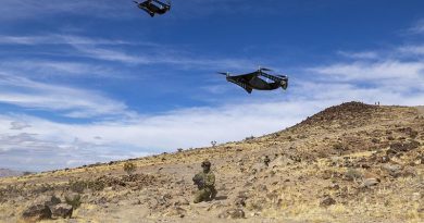 An Australian Army soldier from 1st Armoured Regiment demonstrates hyper-teaming with uncrewed aerial systems on Project Convergence Capstone 5 at Fort Irwin, California, on 11 March 2025. Photo by Corporal Nakia Chapman.