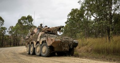 Battlegroup Warhorse Boxer combat reconnaissance vehicle, from 2nd/14th Light Horse Regiment (Queensland Mounted Infantry), during the South Queensland Warfighter Exercise at Shoalwater Bay, Queensland. Story by Major Martin Hadley. Photos by Corporal Johnny Huang.