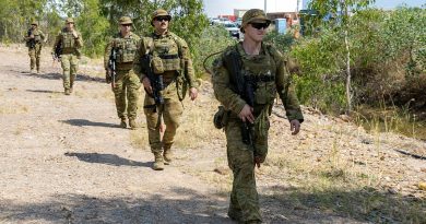 Australian Army Reserve soldiers from 5th/6th Battalion, Royal Victoria Regiment, and 22nd Engineer Regiment conduct a patrol through East Arm in Darwin during Exercise Talisman Sabre 2025. Story by Captain Tim Klingner. Photos by Corporal Jarrod Moreels.