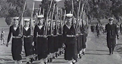 The Navy detachment from Harman Naval Station marches to the parade ground at the Australian War Memorial on Anzac Day in 1951. Story by Leading Seaman Nadav Harel. Photo from Australian War Memorial 134448.