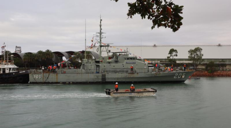 Former Royal Australian Navy patrol boat HMAS Townsville II makes her final journey to her new home at the Townsville Maritime Museum. Story and photos by Lieutenant Commander Anthony Martin.
