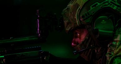 A staff cadet from Royal Military College – Duntroon provides security during Exercise Koepang, the cadets' final field exercise, in Goulburn, NSW. Story by Captain Carlie Gibson. Photo by Corporal Jack Pearce.