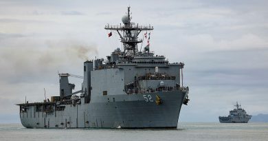 US Navy ship USS Pearl Harbor alongside at Lae, PNG, as the Republic of Korea Ship II Chul Bong departs during Exercise Pacific Partnership. Photos by Warrant Officer Class 2 Max Bree.