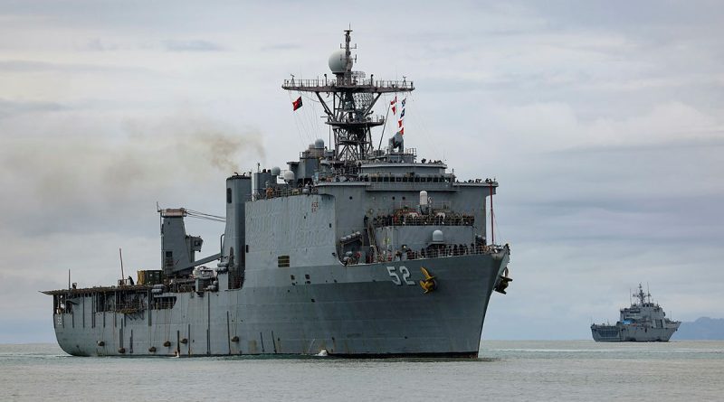 US Navy ship USS Pearl Harbor alongside at Lae, PNG, as the Republic of Korea Ship II Chul Bong departs during Exercise Pacific Partnership. Photos by Warrant Officer Class 2 Max Bree.