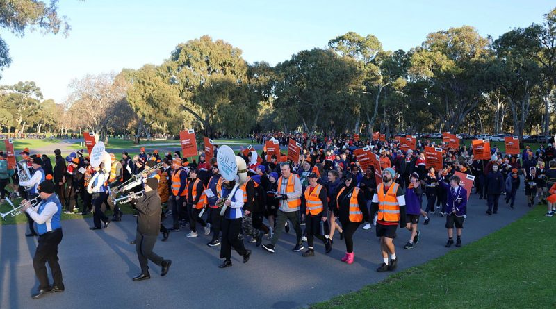 Navy personnel from HMAS Encounter assist with logistical support for the Hutt Street Centre’s Walk a Mile in My Boots annual charity event at Victoria Park in Adelaide. Story by Lieutenant Marcus Middleton. Photos by Leading Seaman Jayden Mansfield.