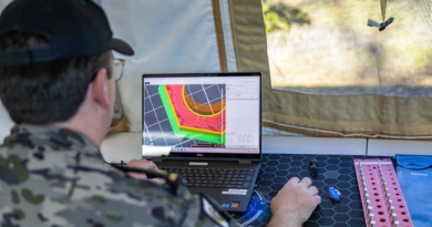 Navy marine technician Able Seaman Lachlan Hannan conducts work in the Deployable Additive Manufacturing and Repair unit near Gladstone during Exercise Talisman Sabre. Story and photos by Corporal Michael Rogers.