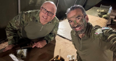 Chaplain Jean-Pierre Schroeder, left, with Chaplain Miljan Popovic at RAAF Base Curtin during Exercise Talisman Sabre 2025. Story by Evana Ho. Photo supplied.