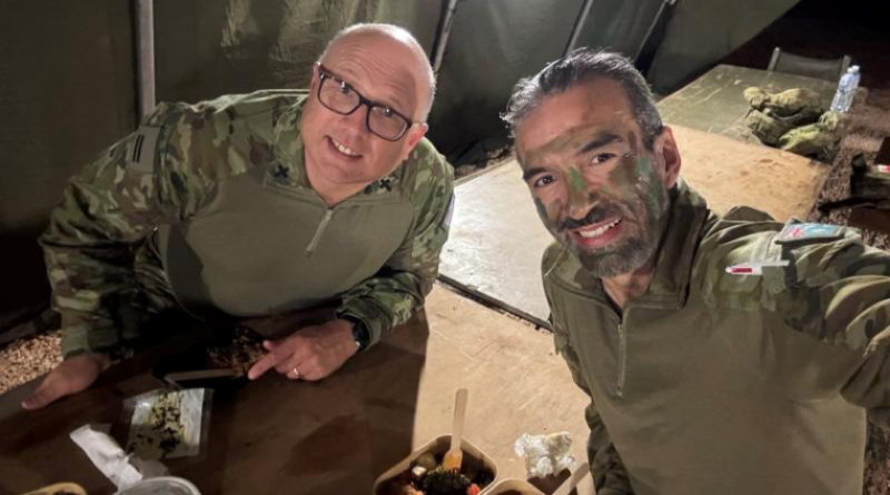 Chaplain Jean-Pierre Schroeder, left, with Chaplain Miljan Popovic at RAAF Base Curtin during Exercise Talisman Sabre 2025. Story by Evana Ho. Photo supplied.