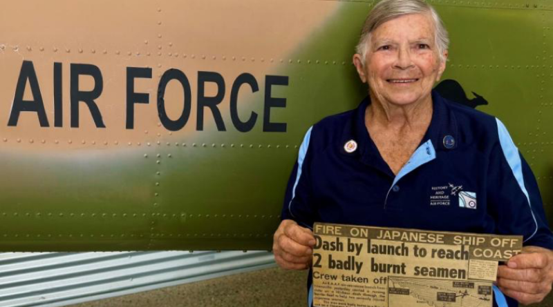 History and Heritage - Air Force volunteer Pamela ‘Margaret’ Wilkinson with a newspaper article from 1965 when she was serving as a nurse at RAAF Base Townsville. Story and photo by Flying Officer Casie Scott.