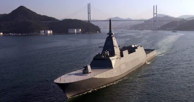 An artists' impression of Australia's future ANZAC-class replacement, the upgraded Mogami-class frigate by Mitsubishi Heavy Industries of Japan. Image supplied.