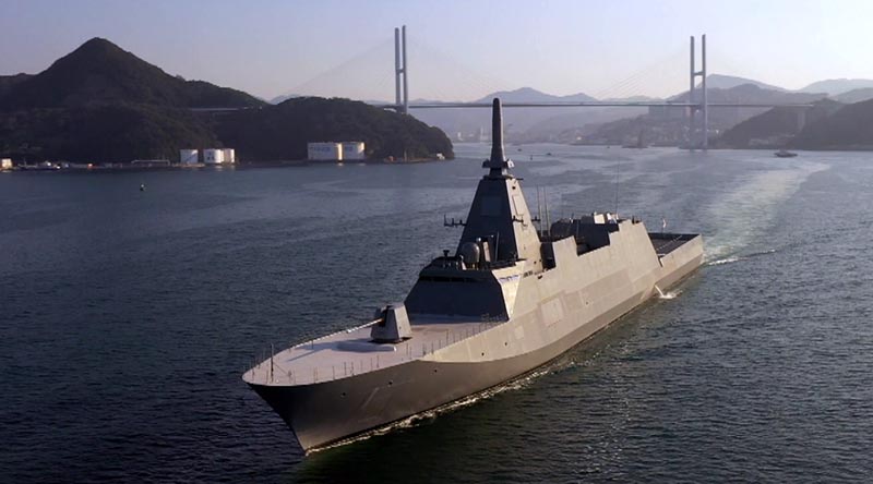 An artists' impression of Australia's future ANZAC-class replacement, the upgraded Mogami-class frigate by Mitsubishi Heavy Industries of Japan. Image supplied.