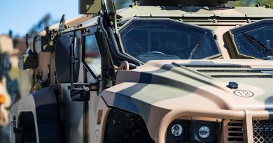 An Australian Army Hawkei Protected Mobility Vehicle - Light ready for final delivery to the Royal Australian Air Force at RAAF Base Amberley. Story by Gabriella Sudano. Photos by Leading Aircraftwoman Taylor Anderson.