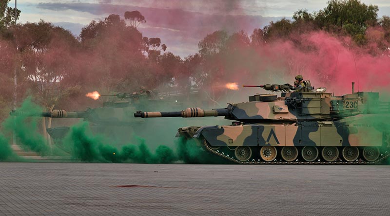 M1A1 Abrams tanks during the 1st Armoured Regiment's Cambrai Parade at Edinburgh Defence Precinct. Photo by Corporal Adam Quinn.