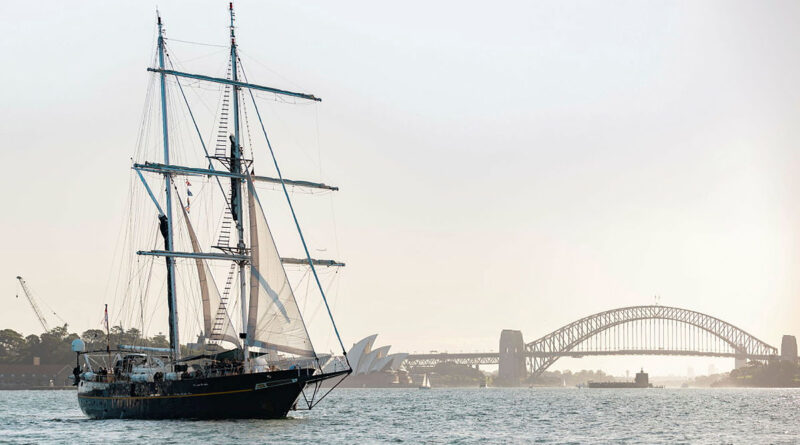STS Young Endeavour sails from Sydney Harbour, embarking on her last voyage around Australia. Photo by Able Seaman Lauren Pugsley.