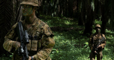 Australian Army officer Lieutenant Alastair Wuth patrols through the jungle during Exercise Bersama Lima 2025 in Kuantan, Malaysia. Story by Lieutenant Tahlia Merigan. Photo by Corporal Andrew Shaw.