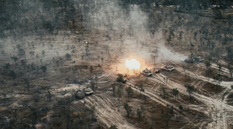 M1A2 Abrams from 2nd Cavalry Regiment engage targets during a heavy armoured capability system live-fire exercise at the Townsville Field Training Area, Queensland. Story by Warrant Officer Class 2 Max Bree. Photo by Lance Corporal Christien Vestergaard.