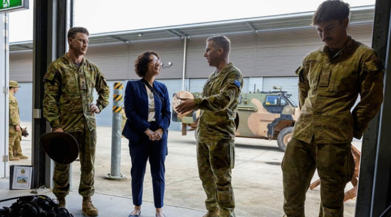Professor Risa Brooks visits a capability display hosted by the 2nd Engineering Regiment at Gallipoli Barracks, Queensland. Story by Trent Pollard. Photo by Corporal Julie Whitwell.