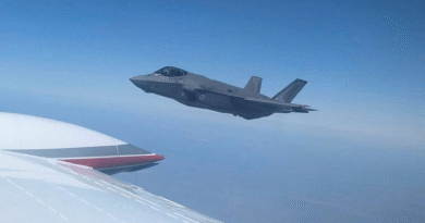 An F-35A Lightning II from 75 Squadron flies alongside a Lear Jet as part of Trial Swagman in the NT. Story by Flight Lieutenant Kayla Walliss.