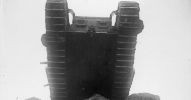 THE BATTLE OF CAMBRAI, NOVEMBER-DECEMBER 1917 (Q 6284) A British Mark IV tank at Wailly. This shows how it would appear to occupants of the German trenches during the Battle of Cambrai. This was the first occasion on which tanks were launched en masse in a surprise attack and it clearly demonstrated the potential of the armoured vehicle. Copyright: © IWM. Original Source: http://www.iwm.org.uk/collections/item/object/205124999