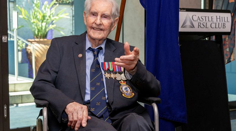 Then-president of 30 Squadron Beaufighter Association, Bruce Robertson, during his 105th birthday celebration at Castle Hill RSL Club, NSW. Story by Corporal Jacob Joseph. Photos by Aircraftwoman Mikaela Fernlund.