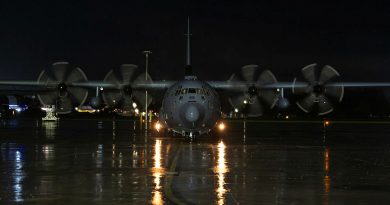 A 37 Squadron C-130J Hercules taxis onto the RAAF Base Richmond apron after a flight that marked 170,000 cumulative flying hours in the C-130J for the squadron. Story by Flight Lieutenant Madeleine Magee. Photo by Leading Aircraftwoman Maddison Scott.