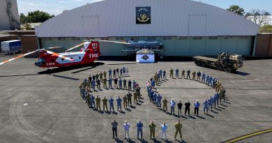 Air Mobility Training and Development Unit personnel gather for a group photo at RAAF Base Richmond, NSW. Photos by Leading Aircraftwoman Aiesha White-Kratz.
