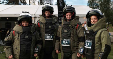 From left, Lieutenant Colonel Mat Brooks, Warrant Officer Tim Duke, Captain Samuel Marsh and Captain Mark Gibbs, the Joint Explosive Ordnance Support team, during the Bravery Trust Dusk till Dawn challenge in Canberra. Story by Sergeant Matthew Bickerton. Photos by Sergeant Samuel Miller.
