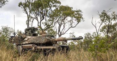 An Australian Army M1A2 Abrams main battle tank from the 2nd Cavalry Regiment during the South Queensland Warfighter Exercise at Shoalwater Bay, Queensland. Photo by Corporal Johnny Huang.