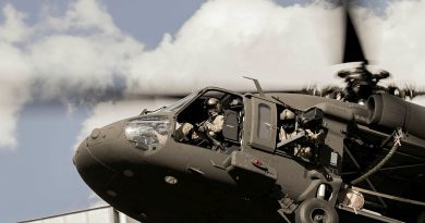 An Australian Army UH-60M Black Hawk helicopter flies through Blacktown, NSW, during a training exercise. Story by Captain Chloe Ellwood. Photo by Private C.