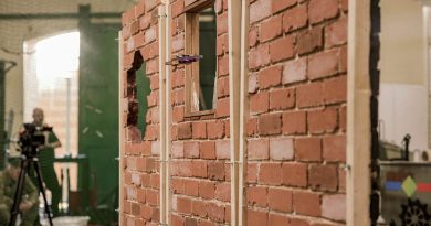 An uncrewed aerial system navigates the urban-style challenge course during the Rise of the Drones finals at Victoria Barracks in Sydney. Story by Captain Andrew Lee. Photo by Private C.