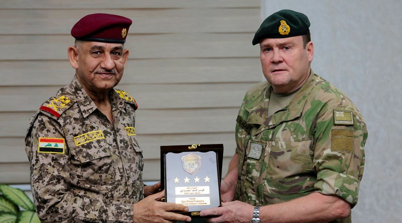 General Qais Khalaf Rahima (Staff), Deputy Commander of Joint Operations, Iraqi Armed Forces in Baghdad, and Australia's Deputy Chief of Joint Operations, Major General Hugh McAslan, at the cessation of Operation Steadfast. Story by Captain Karam Louli. Photos by Sergeant Andrew Sleeman.