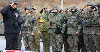 Operation Linesmen and Republic of Korea Ministry of National Defense personnel salute remains recovered from White Horse Hill in the Korean DMZ. Story and photos by Lieutenant Commander Brendan Trembath.