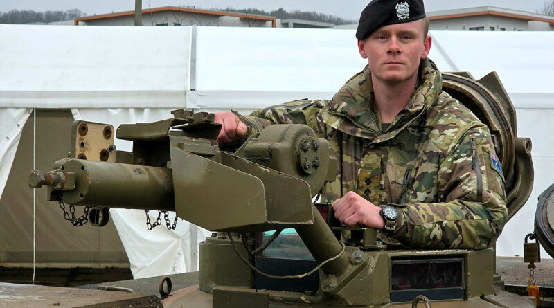 Australian Army Lieutenant Mitchell 'Tex' Walker in tank number 51 during the delivery of Australian M1A1 Abrams tanks to Ukraine. Story and photos by Lieutenant Commander John Thompson