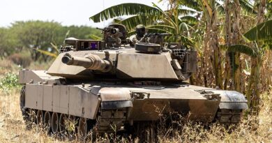 An Australian Army M1A1 Abrams main battle tank in Indonesia during Exercise Super Garuda Shield 2023. Photo by Corporal Dustin Anderson.
