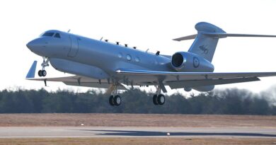 Australia's first MC-55A Peregrine departs the United States for RAAF Base Edinburgh, South Australia. Photo courtesy L3Harris Technologies.