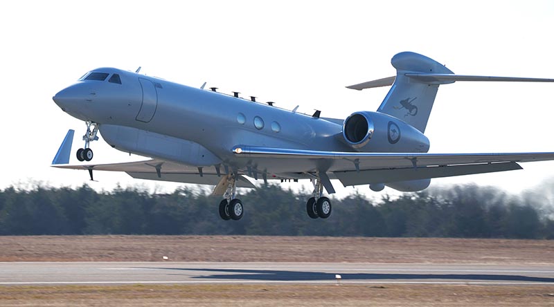 Australia's first MC-55A Peregrine departs the United States for RAAF Base Edinburgh, South Australia. Photo courtesy L3Harris Technologies.